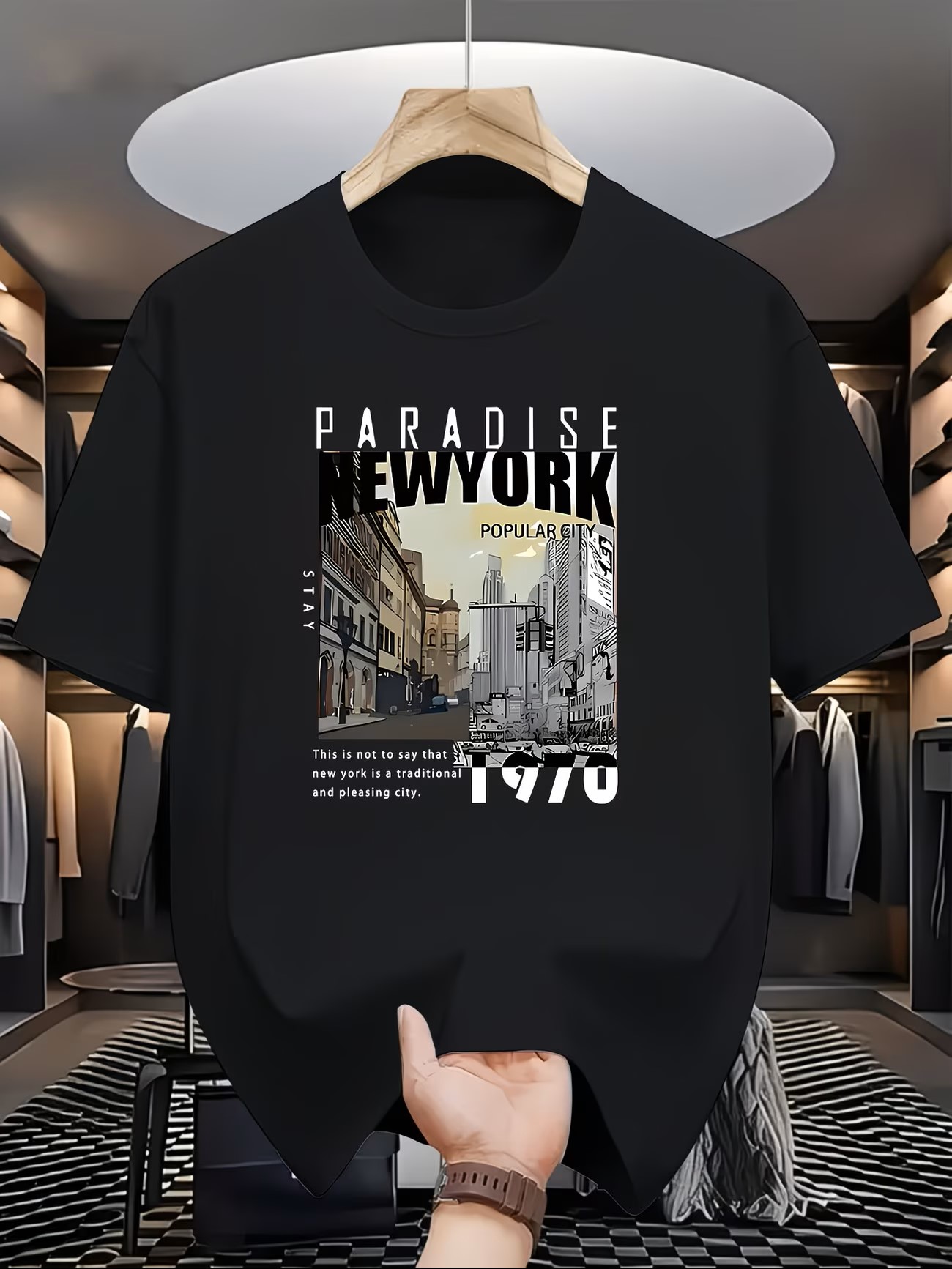 Men'S Fashion New York - Kaos Lengan Pendek Reguler Motif PARADISE