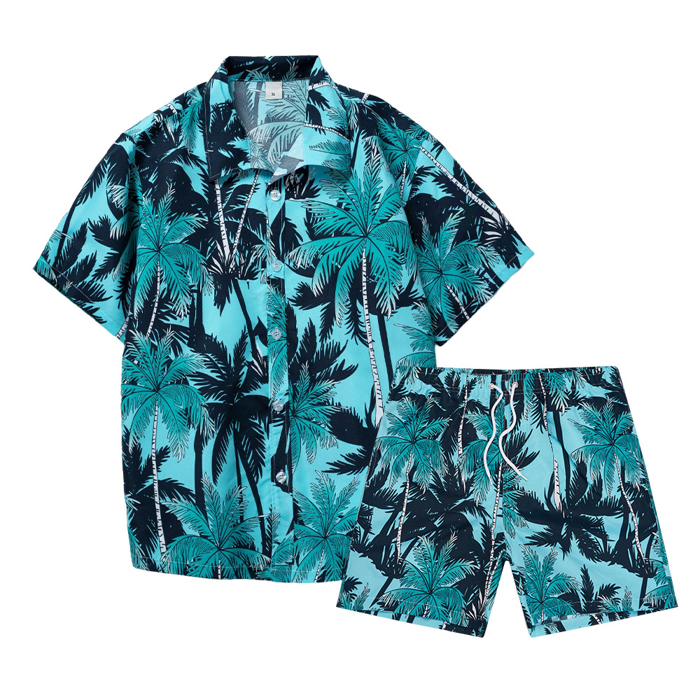 Mens Fashion Clothes - Setelan Kemeja Pria Motif Pohon Kelapa
