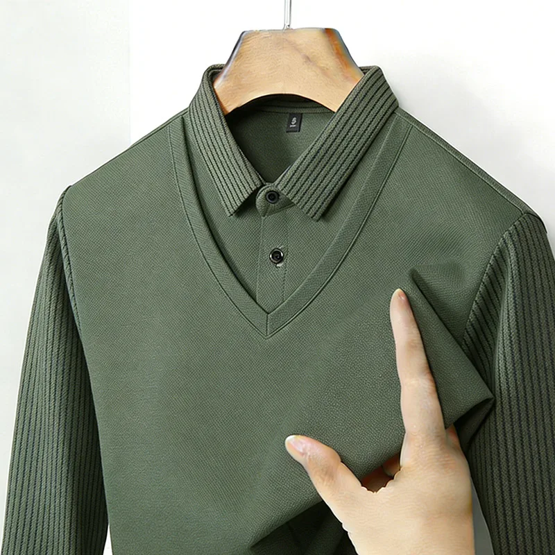 Mens Fashion Clothes - Kemeja Pria Dua Potong Palsu Kerah