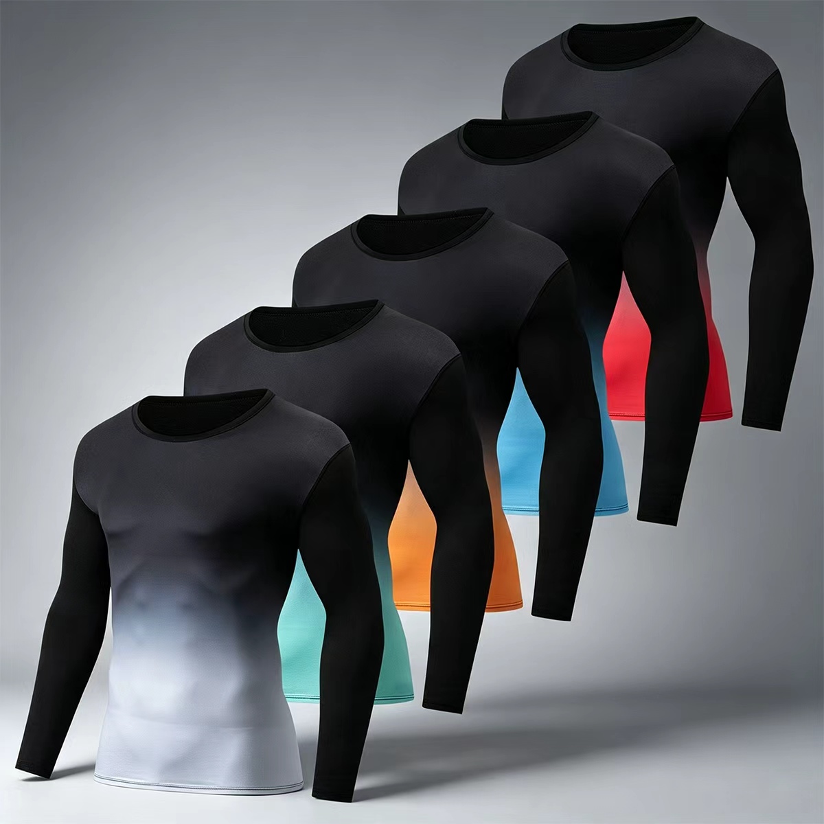 Men'S Fashion T Shirts - 1/2 Potong Kaos Lengan Panjang Gradasi