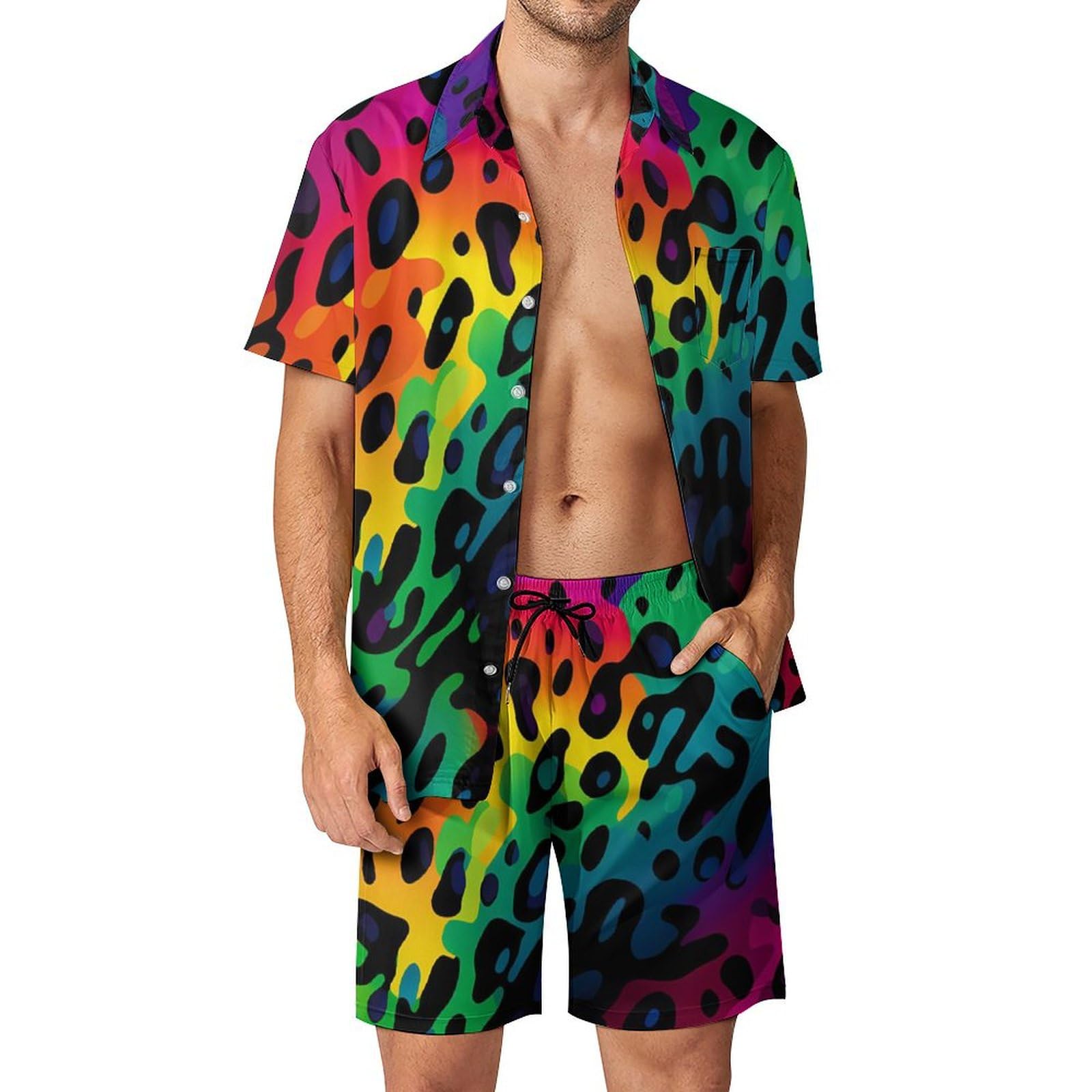 Mens Fashion Clothes - Setelan Kemeja Pria Motif Geometris 3D
