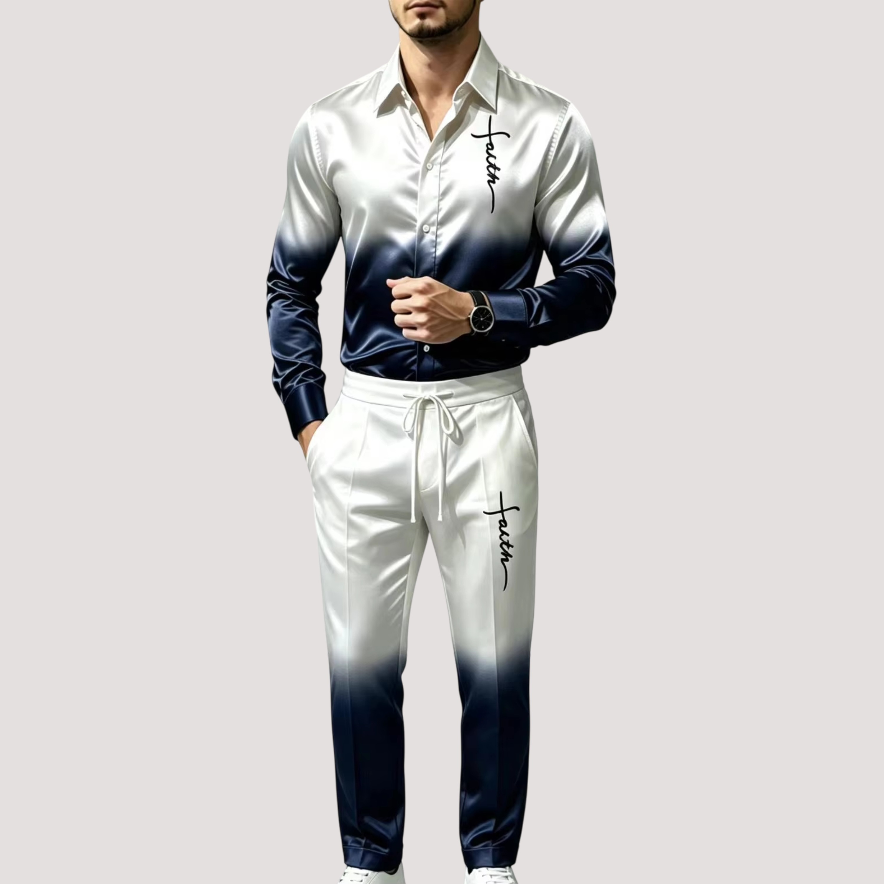 Mens Fashion Clothes - Setelan Olahraga Pria Bahan Satin Sutra