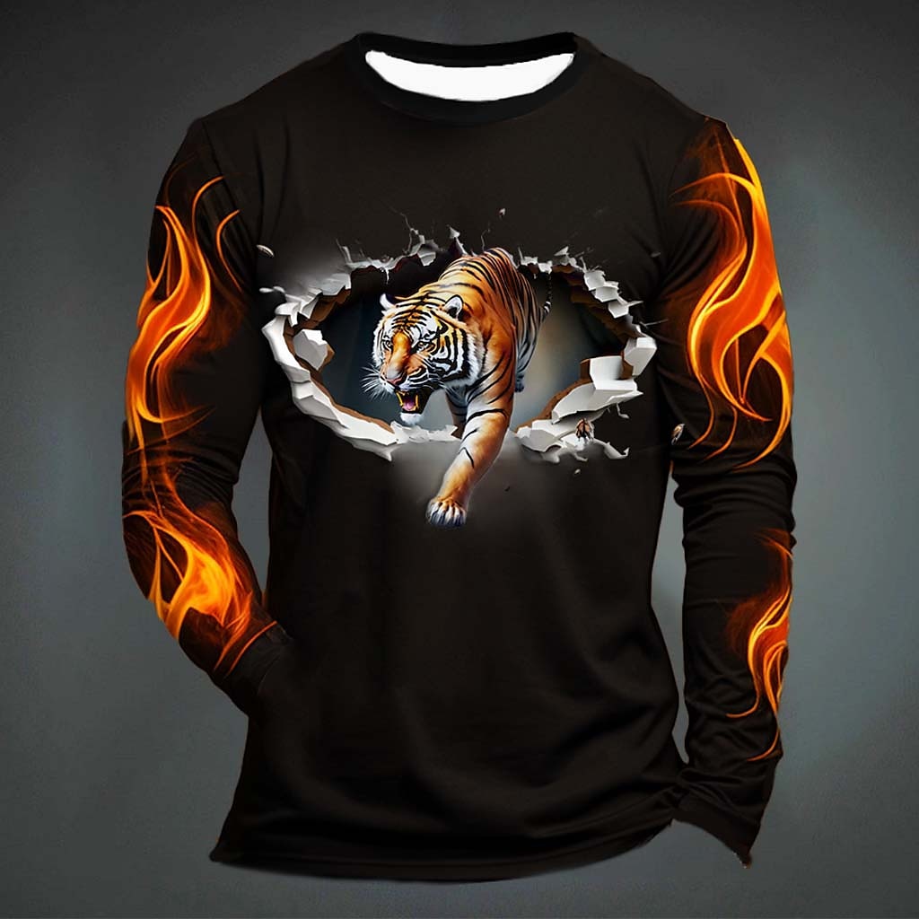 Mens Fashion Clothes - Kaos Oblong Pria Motif Harimau Lucu,