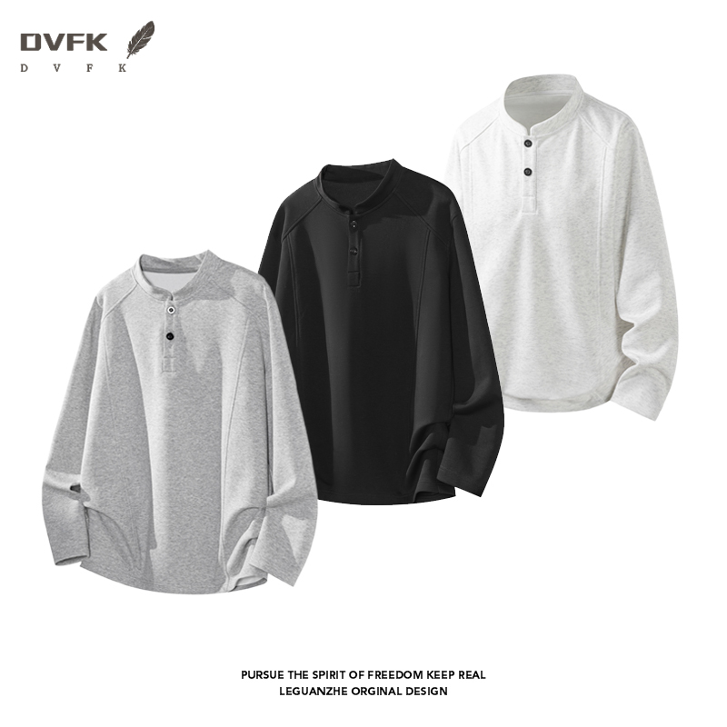 Mens Fashion Summer - Kemeja Pria Lengan Raglan Henley Lengan