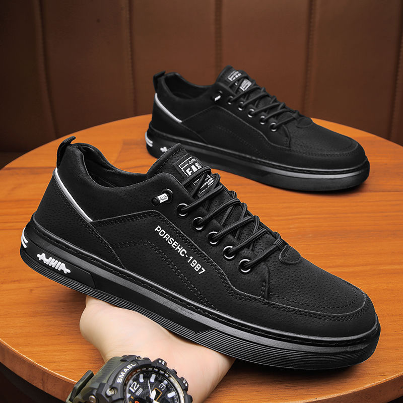 Mens Fashion Trainers - Sepatu Sneakers Kulit Lembut Putih Pria