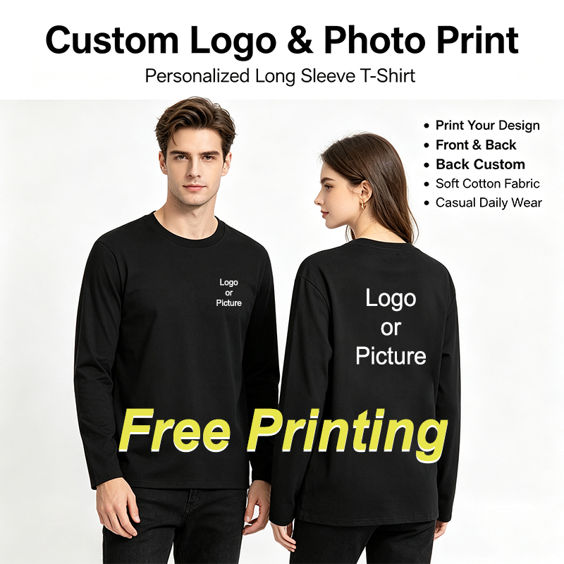 Men'S Fashion T Shirts - Kaus Lengan Panjang Katun Kustom Kaus