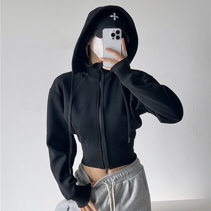 Kaus Hoodie Crop Wanita Mode W - Mens Fashion Zip Up Hoodies ulasan dan harga
