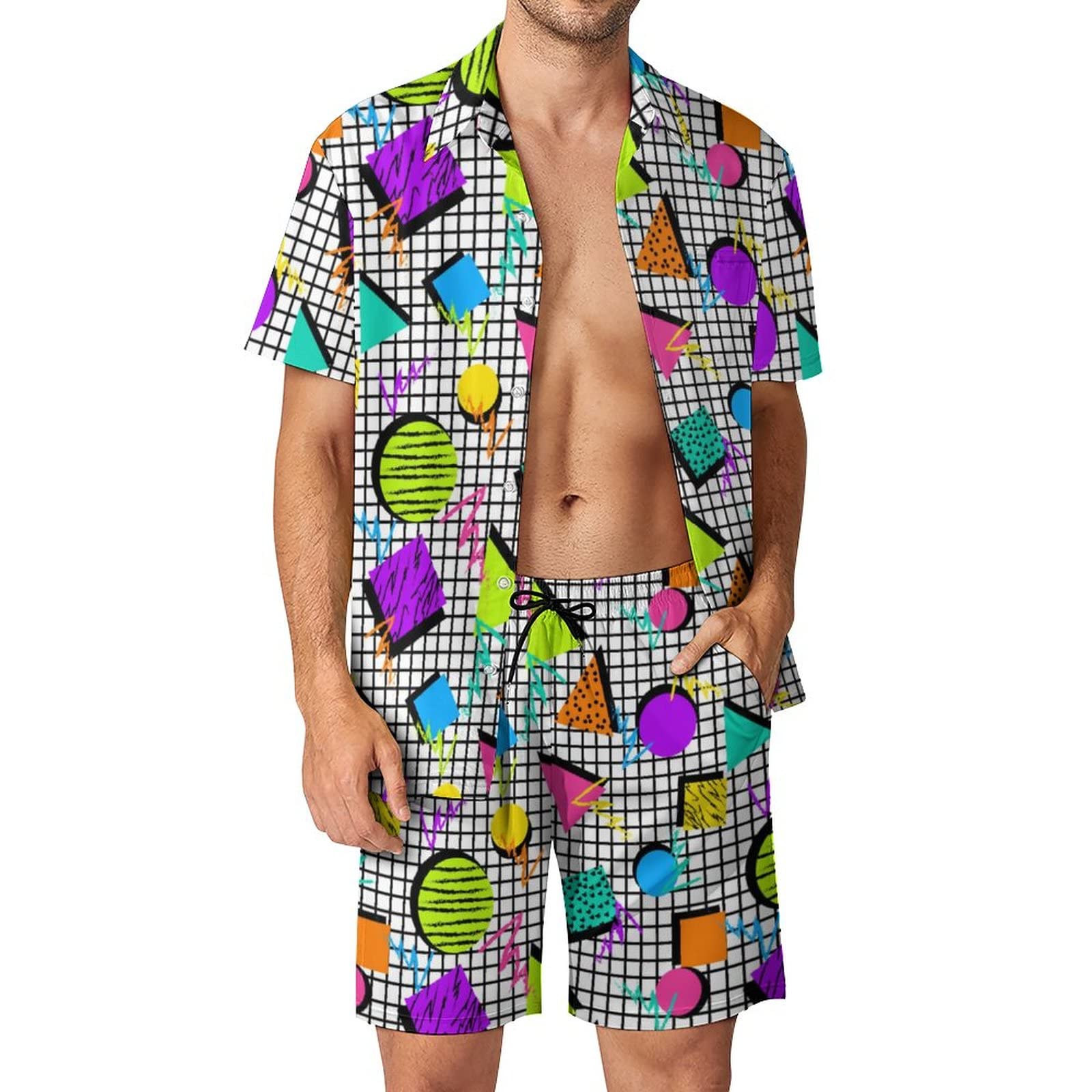 Setelan Kemeja Pria Motif Geom - Mens Fashion Clothes ulasan dan harga