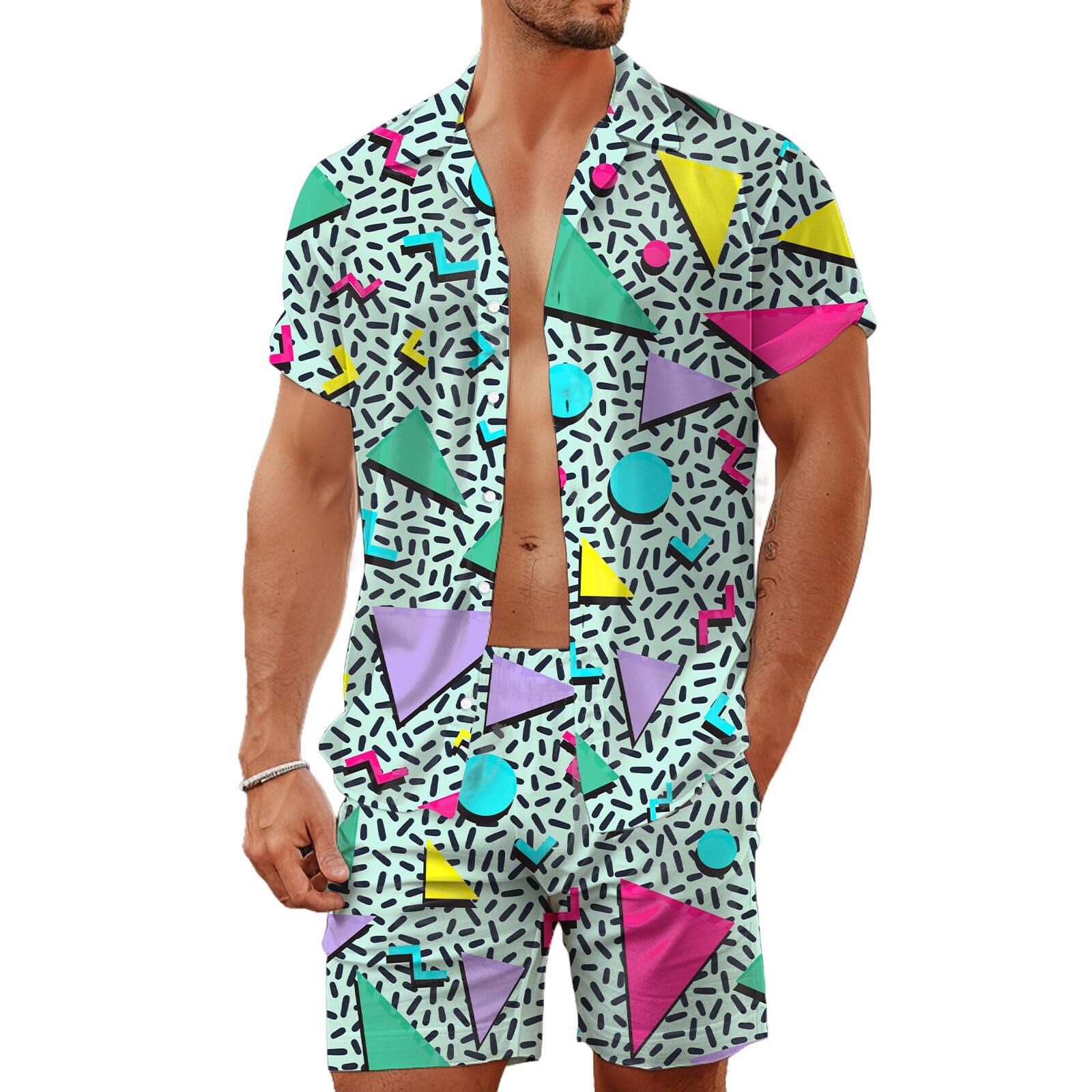 Setelan Kemeja Pria Motif Geom - Mens Fashion Clothes ulasan dan harga