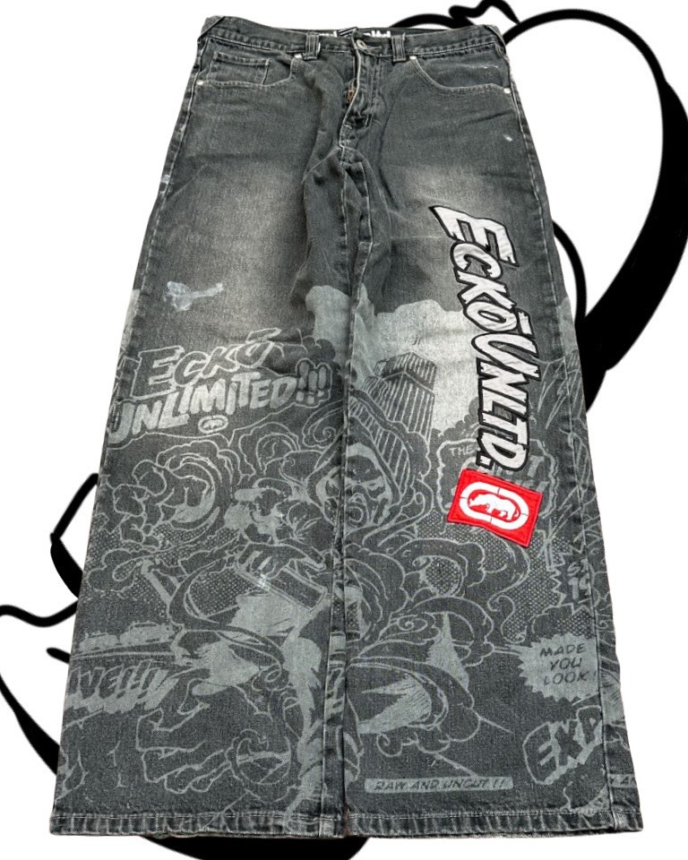 Celana Jeans Printing Gaya Ame - Men'S Fashion Grey Jeans ulasan dan harga