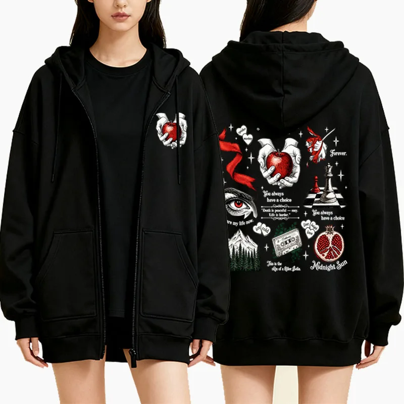 Hoodie Resleting Wolf Romance  - Mens Fashion Zip Up Hoodies ulasan dan harga