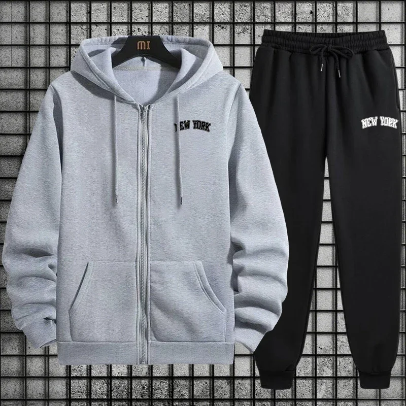 Setelan Olahraga Pria Berkuali - Mens Fashion Zip Up Hoodies ulasan dan harga